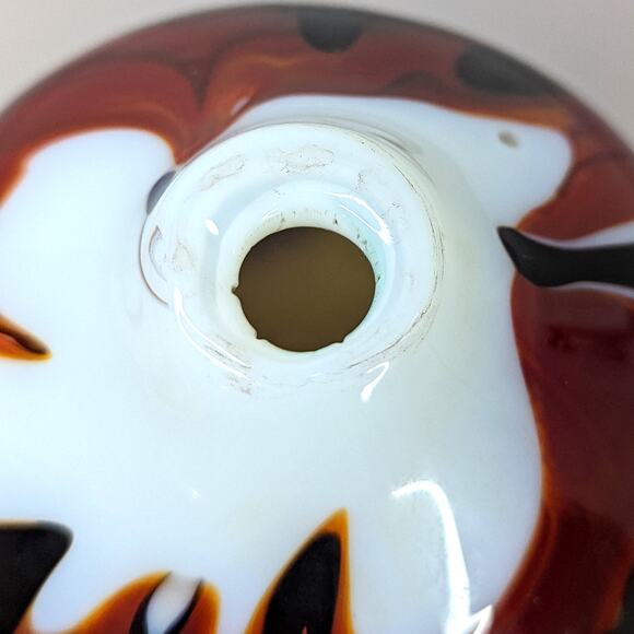 Hand Blown Art Glass Vase Retro Abstract Swirl MCM 60s Accent Decor Blue 5" - Picture 7 of 11